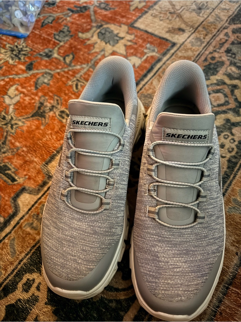 Skechers Men's Light Gray Slip-On Athletic Shoes